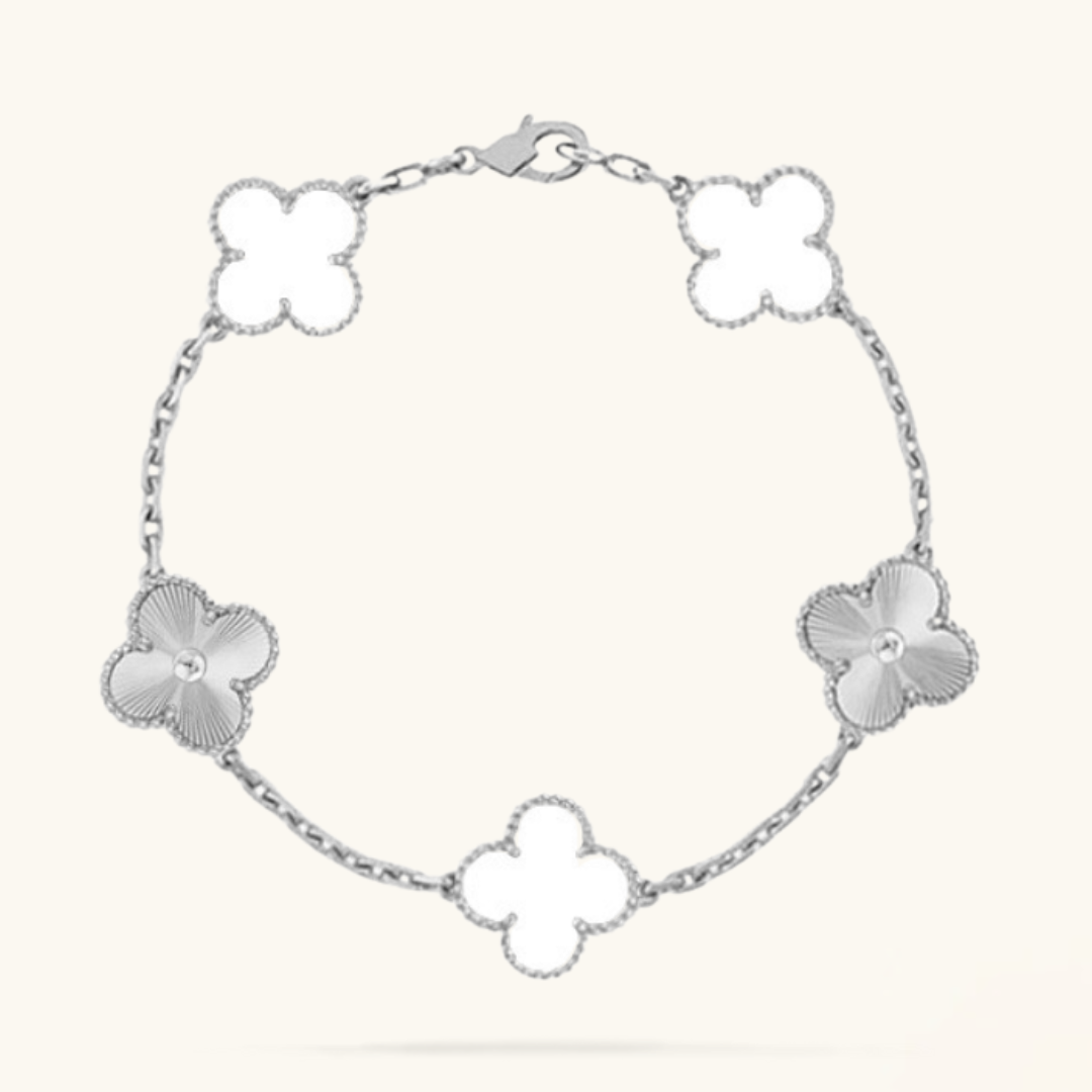 CLOVER | Valkoinen/Hopea Rannekoru