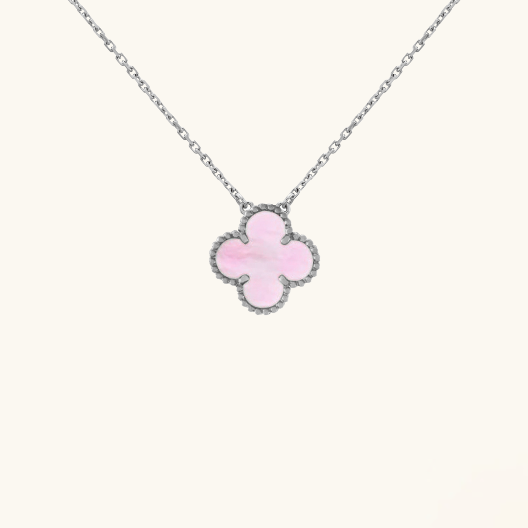 CLOVER | Vaaleanpunainen/Hopea Kaulakoru