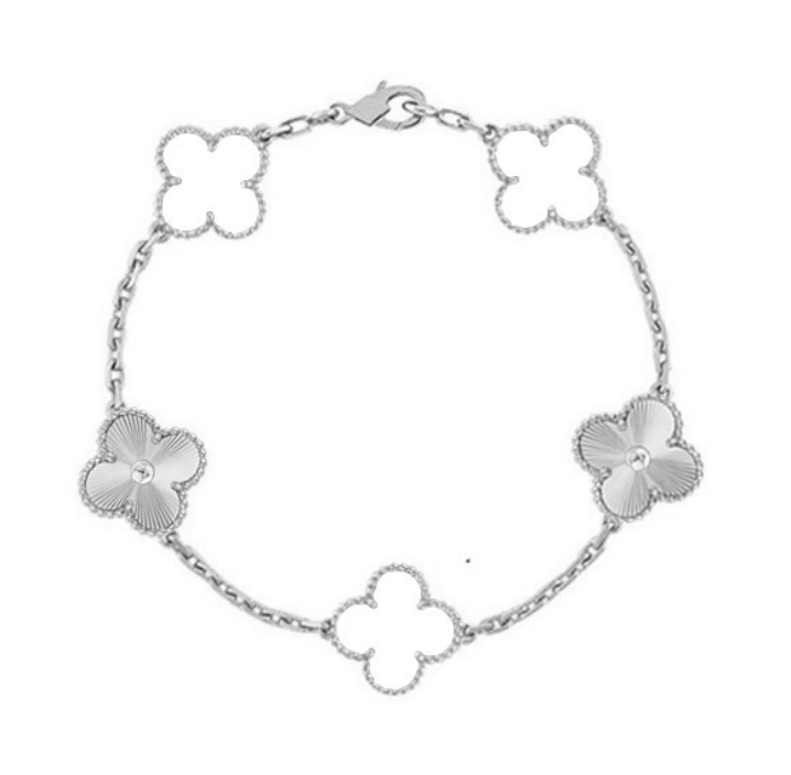 CLOVER | Valkoinen/Hopea Rannekoru