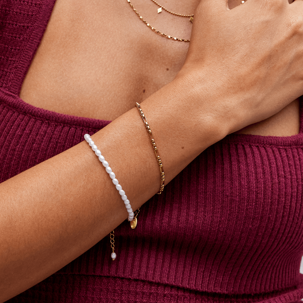 Eliza Gold Crystal Anklet - Gold